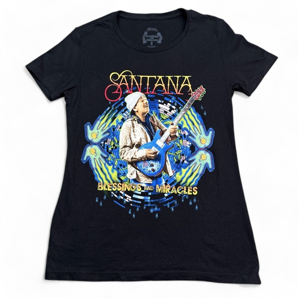Official Santana Blessings & Miracles Tee Shirt Top Womens Size Small‎ VTG Style